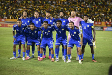 Les joueurs de Curaçao avant le match contre la Jamaïque pour les qualifications à la Coupe du monde, le 18 novembre 2025.