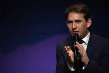 Le député Raphaël Schellenberger s'exprime lors d'une audition des principaux candidats aux élections européennes lors du World Impact Summit, à Bordeaux, dans le sud-ouest de la France, le 7 mars 2024.