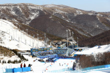 Le site de snowboard-cross des Jeux d'hiver de Pékin 2022, le 7 mars 2022 à Zhangjiakou, en Chine.