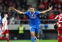 Kylian Mbappé avec le Real Madrid lors de son quadruplé contre l'Olympiakos en Ligue des champions, le 26 novembre 2025 au Pirée.