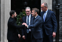 Volodymyr Zelensky, Keir Starmer, Emmanuel Macron et Friedrich Merz, à Londres le 8 décembre 2025