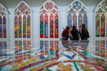 L'exposition des nouveaux vitraux de Notre-Dame de Paris, imaginés par Claire Tabouret et exposés au Grand Palais à Paris.