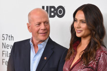 L'acteur Bruce Willis et son épouse Emma Heming Willis lors du New York Film Festival, en 2019.
