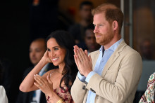 Meghan Markle et Harry au Centre national des Arts de Bogota (Colombie), en août 2024.