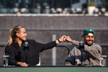 Aryna Sabalenka et Nick Kyrgios samedi 27 décembre 2025 en amont de leur match d'exhibition, la "Bataille des Sexes"