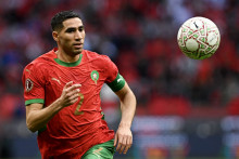 Achraf Hakimi avec le Maroc contre la Tanzanie en huitièmes de finale de la CAN, le 4 janvier 2026 à Rabat.