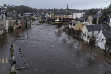Le centre-ville inondé par la Laita à Quimperlé (Finistère), le 23 janvier 2026.