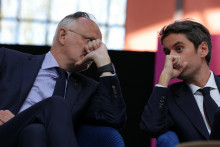 Édouard Philippe et Gabriel Attal, à Saint-Denis le 6 avril 2025