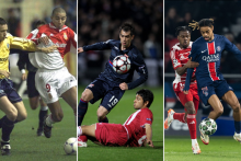 L’AS Monaco contre l’Olympique de Marseille le 24 novembre 1998 (à gauche), L’Olympique Lyonnais contre les Girondins de Bordeaux le 7 avril 2010 (au milieu) et le Paris SG contre le Stade Brestois le 19 février 2025 (à droite)