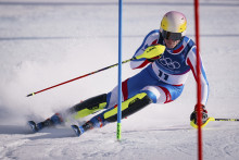 Clément Noël lors du combiné alpin aux Jeux olympiques de Milan Cortina, le 9 février 2026