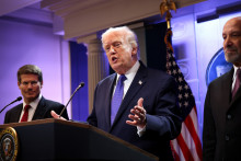 Donald Trump, le 20 février 2026 à la Maison Blanche lors d'un point presse