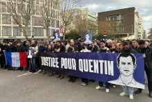 La tête du cortège de la marche pour Quentin à Lyon, ce samedi 21 février 2026.