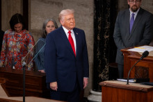 Le président américain Donald Trump en marge de son discours sur l'état de l'Union devant le Congrès, le 24 février 2026 à Washington.
