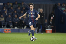 Vitinha avec le PSG lors du barrage retour de Ligue des champions contre Monaco, le 25 février 2026 au Parc des Princes.