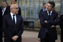 Le président du parti UDR Éric Ciotti et le maire sortant de Nice, Christian Estrosi, le 22 avril 2024.