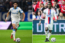 Nayef Aguerd (OM) et Moussa Niakhaté (OL).