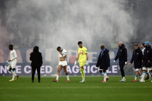 Les joueurs de l'OM après l'élimination en quarts de finale de la Coupe de France contre Toulouse, le 4 mars 2026 au Vélodrome.