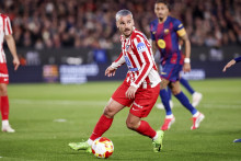 Antoine Griezmann avec l'Atlético de Madrid, en demi-finale retour de Coupe d'Espagne contre le FC Barcelone, le 3 mars 2026, au Camp Nou.
