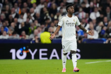 Vinicius Jr lors du barrage retour de Ligue des champions du Real Madrid remporté contre Benfica, le 25 février 2026 au Bernabéu.