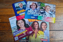 Les professions de foi de Pierre-Yves Bournazel, Rachida Dati, Emmanuel Grégoire, Sophia Chikirou et Sarah Knafo, candidats aux élections municipales à Paris, photographiées le 13 mars 2026.
