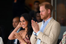 Meghan Markle et Harry au Centre national des Arts de Bogota (Colombie), en août 2024.