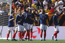 Les Bleus célèbrent le but de Marcus Thuram face à la Colombie, le 29 mars 2026
