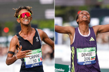 Yemaneberhan Crippa et Shure Demise, les vainqueurs du Marathon de Paris, le 12 avril 2026