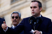 France's Prime Minister Sebastien Lecornu delivers a speech in front of the press following a government meeting focused on energy at the Hotel de Matignon in Paris on April 21, 2026.
