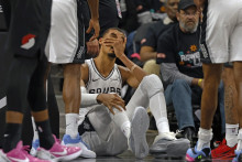 Le pivot français Victor Wembanyama lors du match 2 du premier tour des plays-offs entre les San Antonio Spurs et les Portland Trail Blazers, le 21 avril 2026.