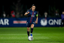 La capitaine du PSG Sakina Karchaoui face au PFC, le 20 décembre 2025.