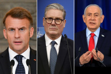 Emmanuel Macron, Keir Starmer et Benjamin Netanyahu