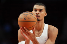 Victor Wembanyama avec San Antonio lors du match 4 du premier tour des play-offs NBA contre Portland, le 26 avril 2026.