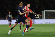 Le défenseur marocain du Paris Saint-Germain, Achraf Hakimi lors du match aller des demi-finales de la Ligue des champions, le 28 avril 2026.
