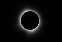 Le soleil atteint la totalité pendant l'éclipse le 08 avril 2024 à Houlton, Maine (Etats-Unis)