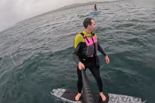 Tavis et Ron ont été surpris par un grand requin blanc lors d'une sortie surf en Californie, le 25 avril 2026