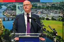 Le Premier ministre écossais, John Swinney à Perth en Écosse le 8 mai 2026.