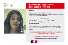 L'appel à témoins lancé sur les réseaux sociaux pour retrouver Iléana C. ce jeudi 14 mai 2°26.