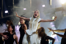 Monroe, qui représente la France à l'Eurovision, à Vienne, le 14 mai 2026.