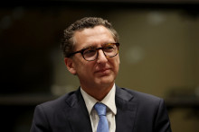 Le PDG du groupe Canal+, Maxime Saada, assiste à une audition de la commission d'enquête parlementaire sur la neutralité, le fonctionnement et le financement du service public, le 1er avril 2024.