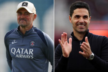 Le coach du PSG Luis Enrique et celui d'Arsenal Mikel Arteta.