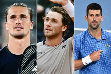 Alexander Zverev, Casper Ruud et Novak Djokovic.