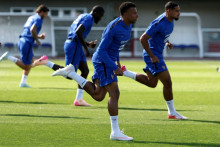 Kylian Mbappé à l'entraînement avec l'équipe de France à Clairefontaine avant la Coupe du monde, le 1er juin 2026.