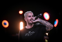 M Pokora en concert le 26 octobre 2023 à Lyon.