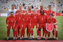 L'équipe nationale suisse pose pour une photo avant le match amical face à l'Australie au Snapdragon Stadium de San Diego, en Californie, le 6 juin 2026.