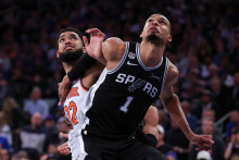 Victor Wembanyama lors du match 3 contre les New York Knicks, en finale de la NBA, le 8 mai 2026.
