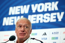 Didier Deschamps en conférence de presse à la veille de France-Sénégal à la Coupe du monde, le 15 juin 2026 au MetLife Stadium de New York.