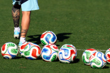 Lionel Messi participe à une session d'entraînement de l'Argentine, le 15 juin 2026 à Kansas City (États-Unis), à la veille d'un match de Coupe du monde de football.
