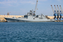 La frégate de la marine russe RFS Amiral Grigorovich (494), ancrée à Port-Soudan, le 28 février 2021.