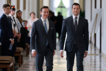 Jordan Bardella et le nationaliste polonais Krzysztof Bosak, le 18 juin 2026