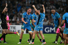 Montpellier célèbre sa victoire face au Stade français en demi-finale du Top 14 samedi 20 juin 2026.